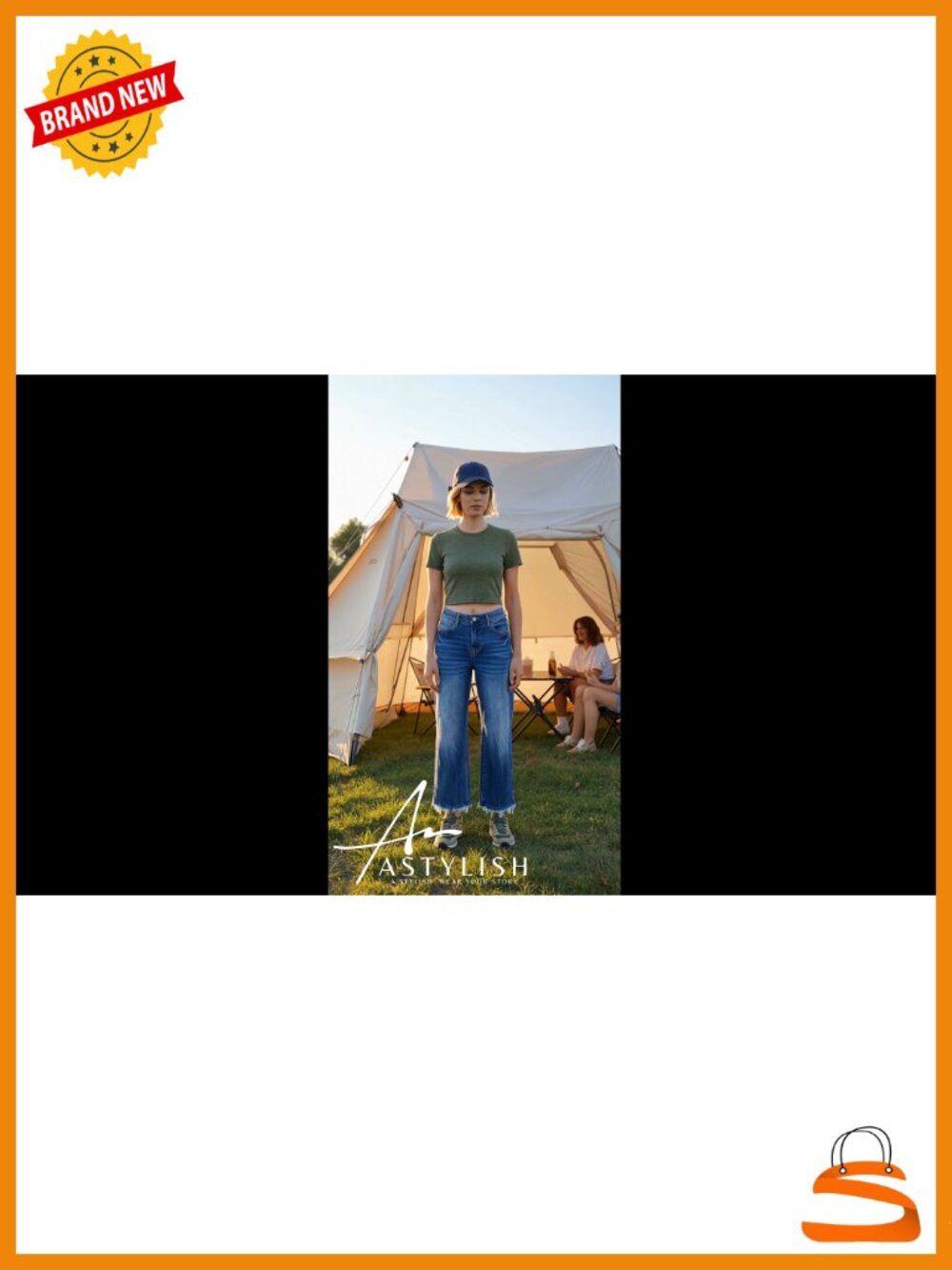 High Waisted Flared Jeans Raw Hem Stretchy Denim Pants - Picture 6 of 6